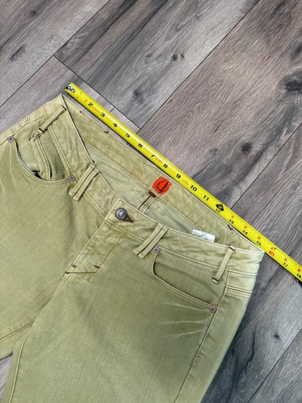 U Jeans Size 29 Olive Green Low Rise Flare Jeans With Bell Bottom Cotton Blend V - Picture 5 of 12